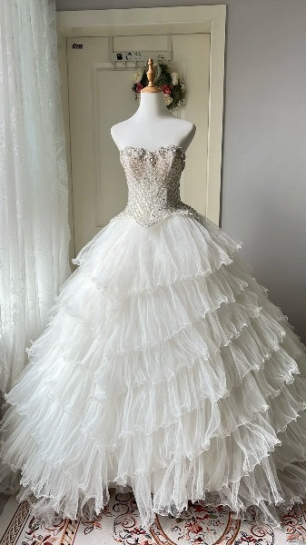 Elegant Sweet 16 Dress Long Sweetheart White Tulle Ball Gown Sweet Sixteen Party Birthday Dresses RC0540