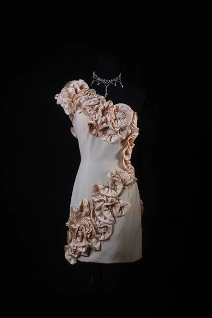 Chic Sheath One Shoulder Hoco Gowns Short 16th Birthday Dress Homecoming Dresses Cocktail Gown AS175