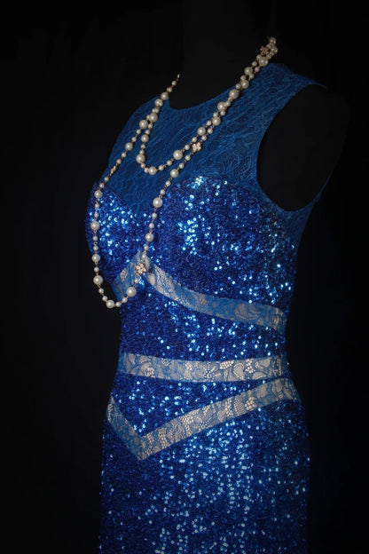 Sparkly Prom Dresses Aesthetic Sheath Royal Blue Sequin With Beads Inspo Impress Long Party Semi Formal Gown For Senior Teens High Schools AS178
