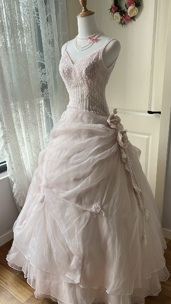 Sweet 15 Quinceanera Dress Ball Gown Spaghetti Straps Pink With Beading Long 15th Birthday Gown RC0543