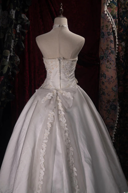 Stunning Ball Gown Strapless 2000s White With Beading Appliqued Long Autumn Winter Bridal Dress Wedding Dresses RB8376
