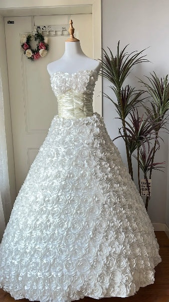 Elegant Sweet 16 Dress Long Sweetheart White Floral Ball Gown Sweet Sixteen Party Birthday Dresses RC0544