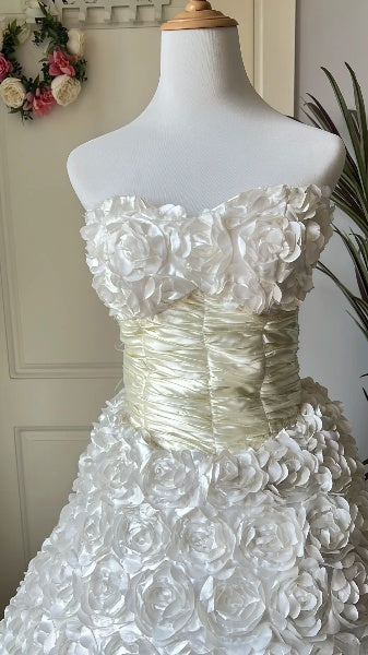 Elegant Sweet 16 Dress Long Sweetheart White Floral Ball Gown Sweet Sixteen Party Birthday Dresses RC0544