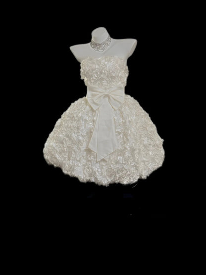 Vintage Ball Gown Strapless White 80s Matric Mini Graduation Flowers Hoco Dresses Short Senior Birthday Homecoming Outfits RB3612
