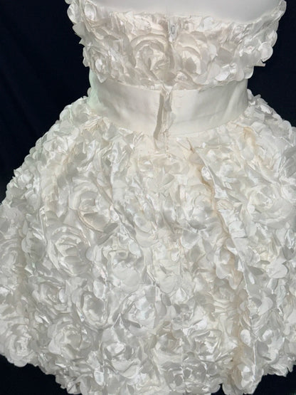 Vintage Ball Gown Strapless White 80s Matric Mini Graduation Flowers Hoco Dresses Short Senior Birthday Homecoming Outfits RB3612