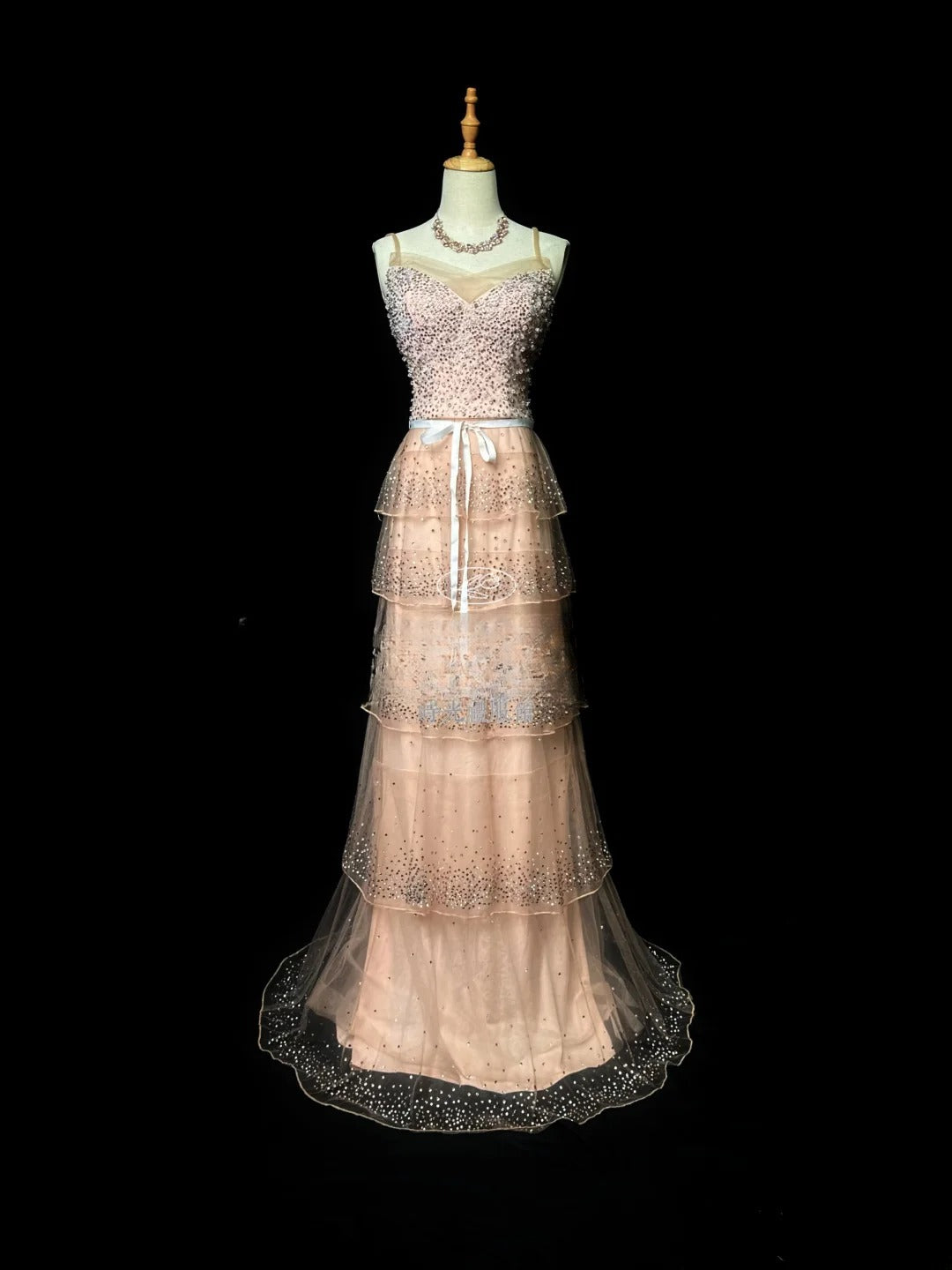 Vintage Prom Dresses A line Spaghetti Strap Pink Sequin With Beads Long Party Gown Formal Outfits RB5987
