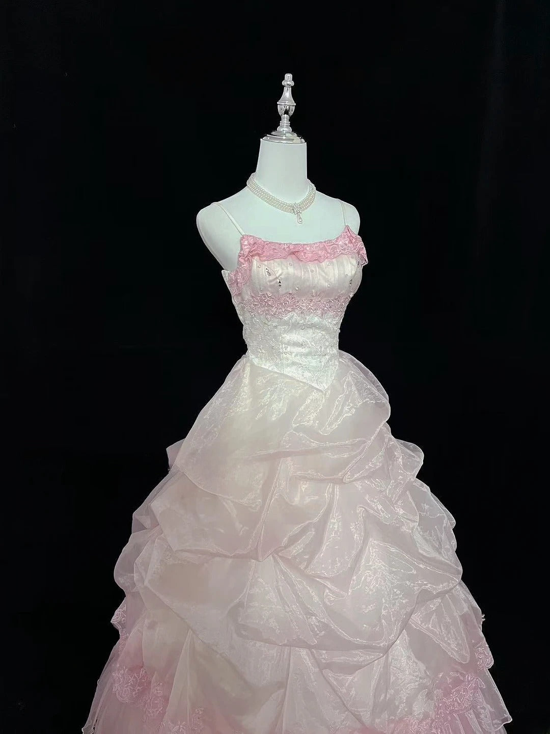 Cute Ball Gown Spaghetti Straps With Lace Long Prom Dress Voluminous Sweet 16 Sweet Sixteen Outfits Vestido de 15 RB7583