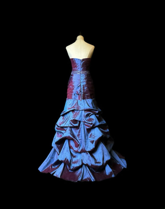 Vintage 70s Prom Dresses Mermaid Sweetheart Taffeta With Beads Long Party Gown Formal Outfits RB5989