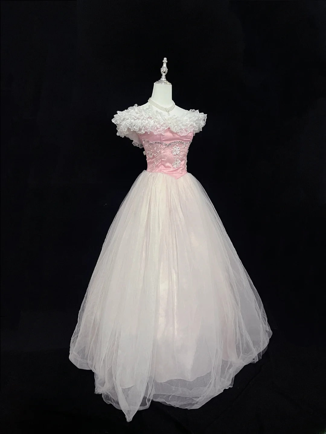 Beautiful Ball Gown Off The Shoulder Pink Tulle With Appliqued Beading Prom Dress Formal Outfits Party Dresses RB7586