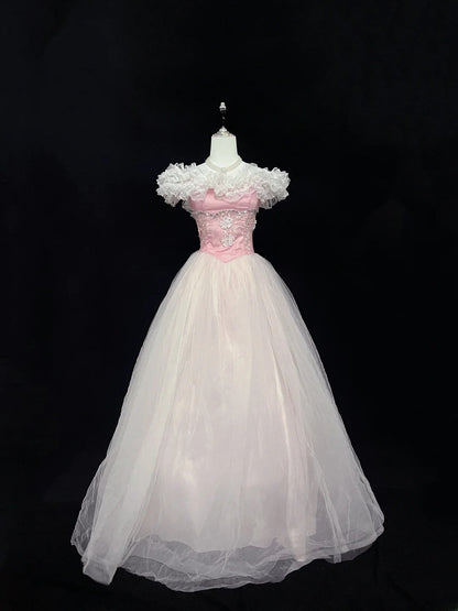 Beautiful Ball Gown Off The Shoulder Pink Tulle With Appliqued Beading Prom Dress Formal Outfits Party Dresses RB7586