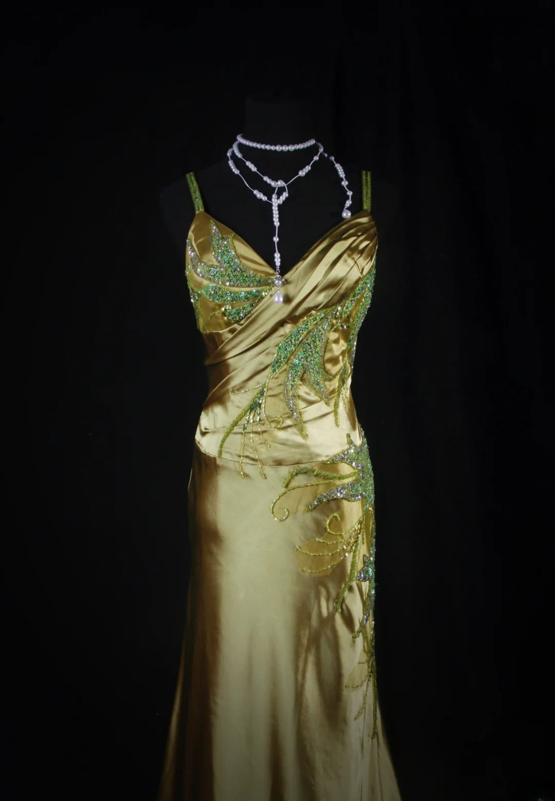 Chic Mermaid Spaghetti Straps Green Satin With Beads Sequins Long Formal Fancy Prom Dresses Dinner Night Outfits Party Gowns For Teens AB2186