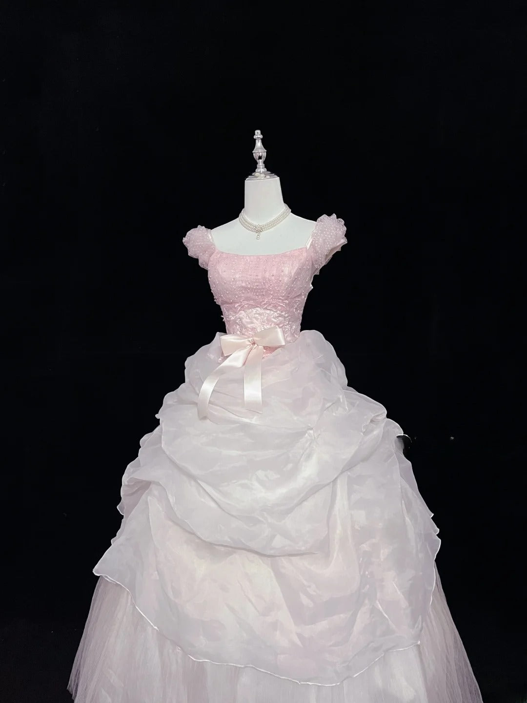 Pretty Ball Gown Square Neck Pink With Tiered Layers Long Prom Dress Tulle Sweet 16 Sweet Sixteen Outfits Vestido de 15 RB7588
