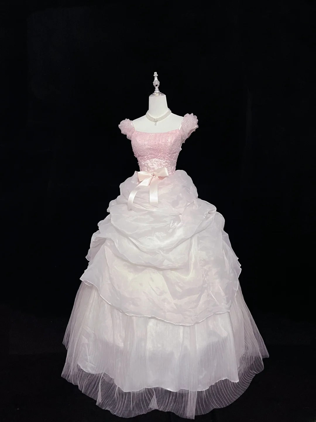 Pretty Ball Gown Square Neck Pink With Tiered Layers Long Prom Dress Tulle Sweet 16 Sweet Sixteen Outfits Vestido de 15 RB7588