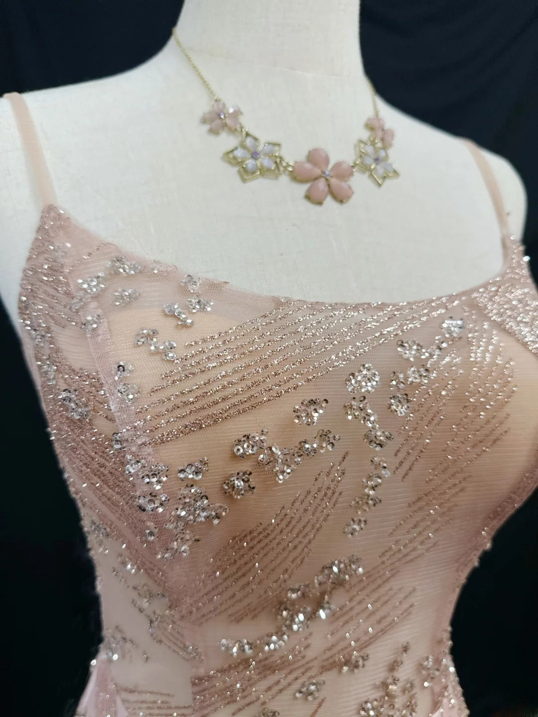 Vintage 70s Prom Dresses A line Spaghetti Strap Pink Sequin Long Party Gown Formal Outfits RB5993
