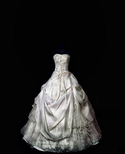 Charming Ball Gown Strapless Gray Long Quinceanera Dresses For Sweet 15 15 Anos Celebration Birthday Formal Gown RB8843