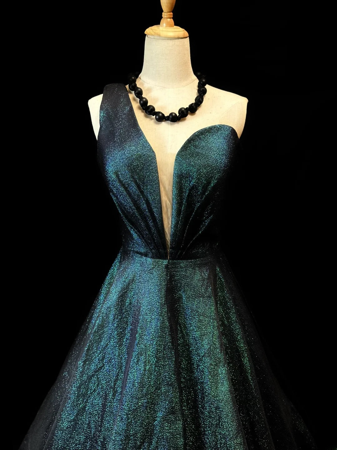 Vintage 80s Prom Dresses A line One Shoulder Green Sequin Long Party Gown Formal Outfits RB5994
