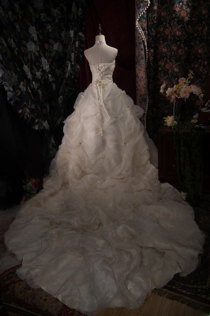 Dreamy Princess Ball Gown Formal Events Strapless Ivory With Tiered Quince Dress Quinceanera Dresses Birthday Outfits RB8384