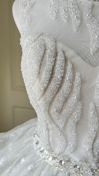 Sweet 15 Quinceanera Dress Ball Gown High Neck White With Ruffled Beading Long 15th Birthday Gown RC0551