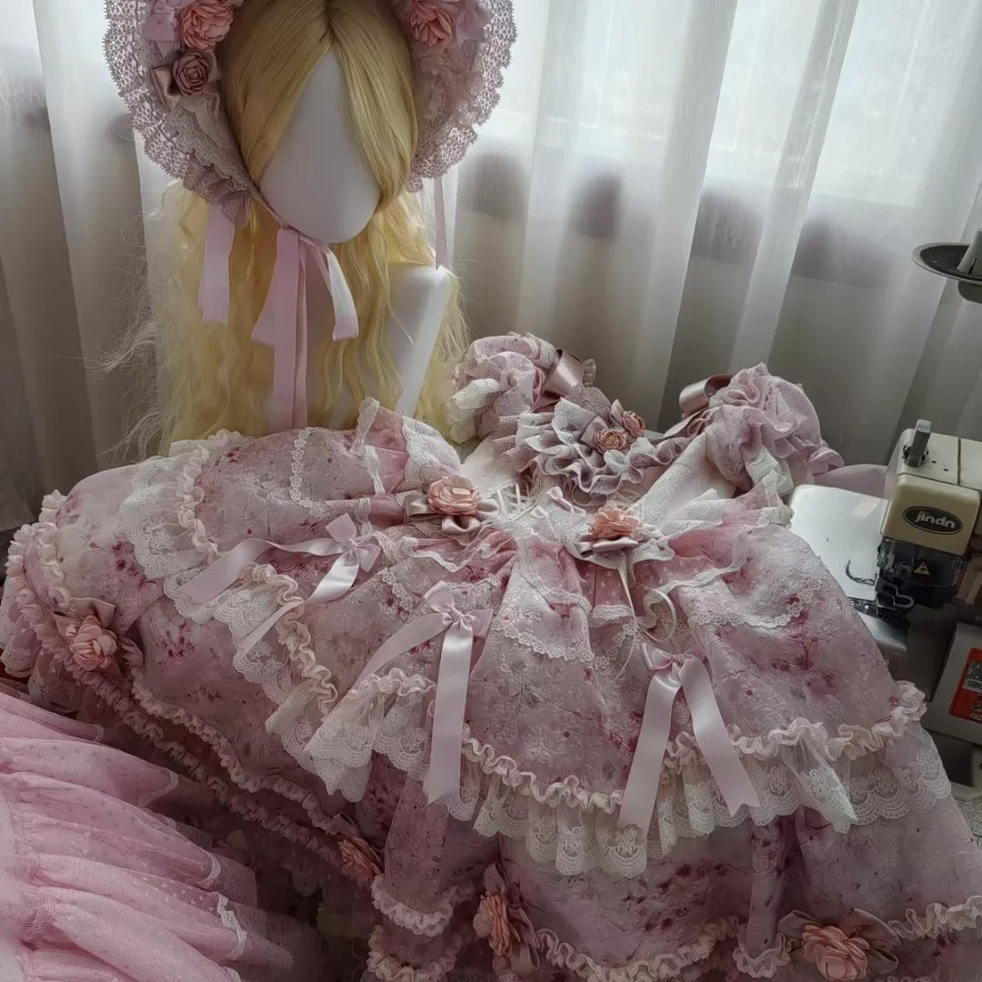 Sweet 16 Dress Pink Square Sleeveless Ball Gown With Tiered Layers Sweet Sixteen Dress RB9975