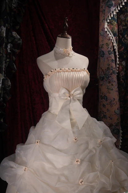 Dreamy Princess Ball Gown Formal Events Strapless Ivory With Tiered Quince Dress Quinceanera Dresses Birthday Outfits RB8384