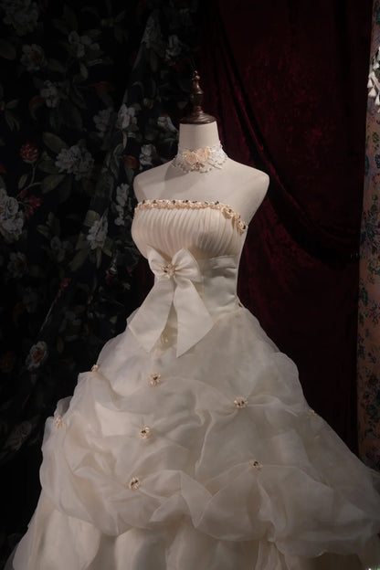 Dreamy Princess Ball Gown Formal Events Strapless Ivory With Tiered Quince Dress Quinceanera Dresses Birthday Outfits RB8384
