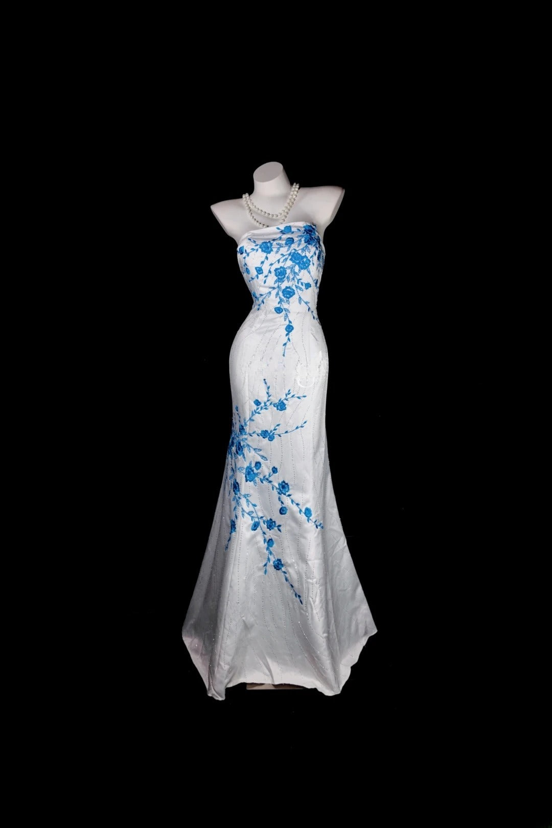 White Prom Dress Inspo Mermaid Strapless Satin With Lace Modest Long Formal Party Gown RB9976