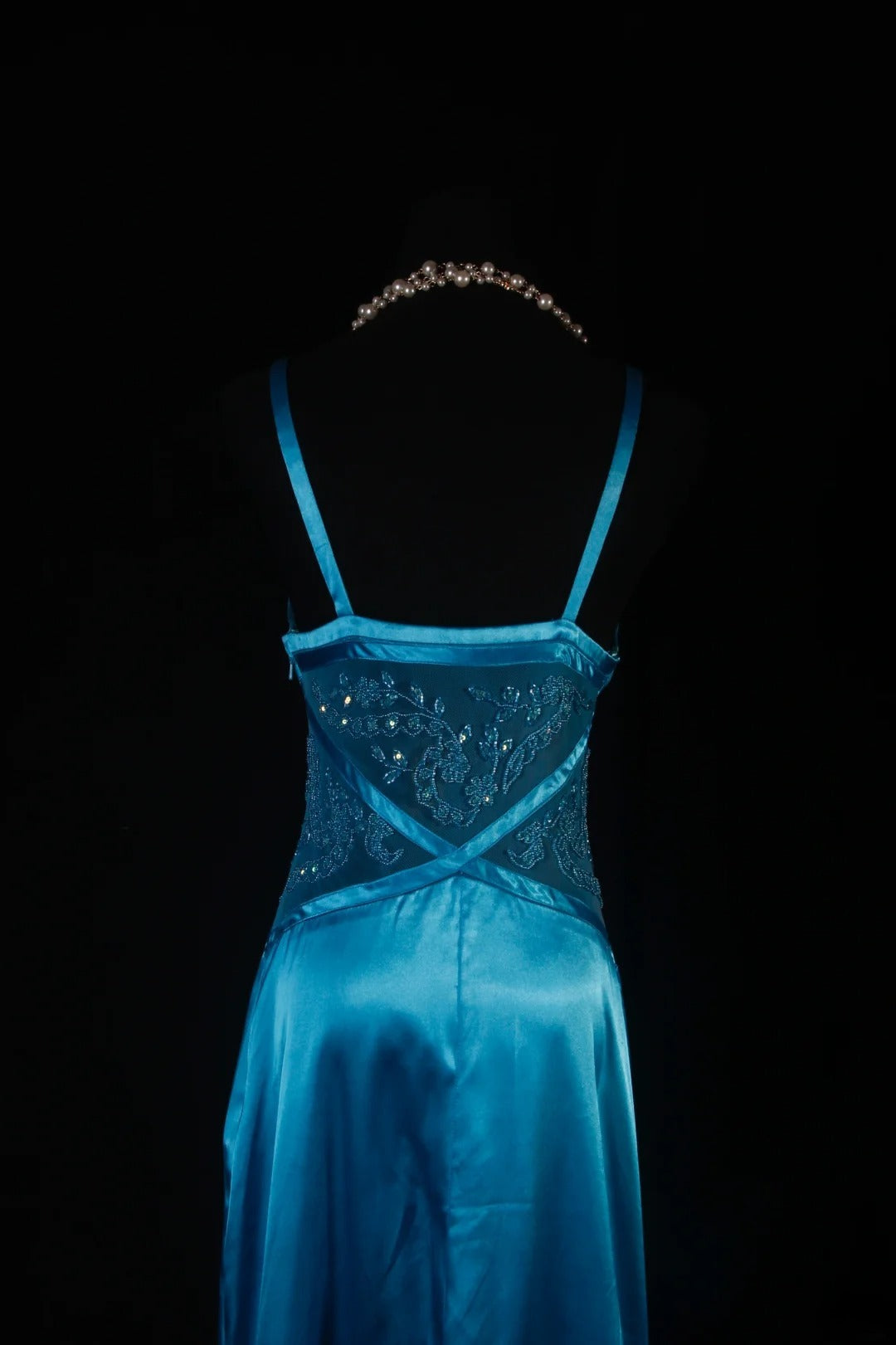 Vintage 50s Mermaid Spaghetti Straps Blue Satin Prom Dress Long Party Gowns Evening Dresses AS191