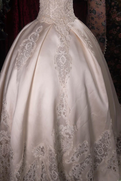 Vintage Ball Gown Off The Shoulder Satin White 2000s With Sleeves Long Autumn Winter Bridal Dress Wedding Dresses RB8385