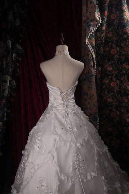 Beautiful Ball Gown Sweetheart Tulle Satin White 2000s Long Autumn Winter Bridal Dress Wedding Dresses RB8387