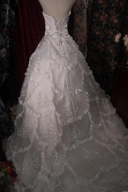 Beautiful Ball Gown Sweetheart Tulle Satin White 2000s Long Autumn Winter Bridal Dress Wedding Dresses RB8387