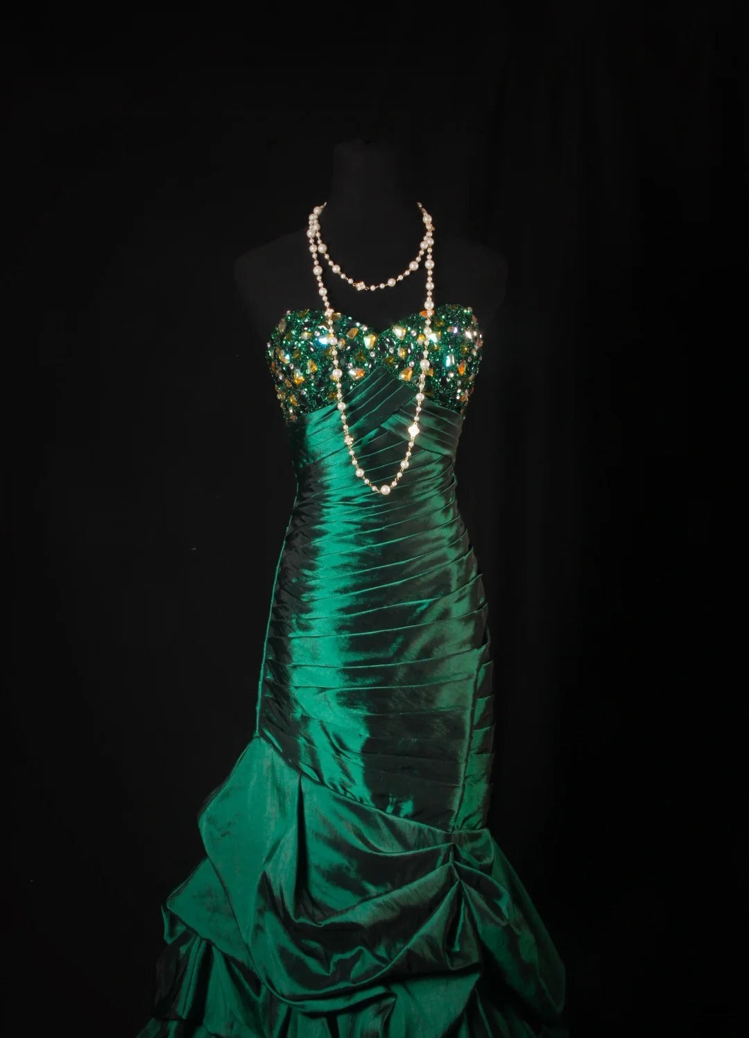 Vintage Prom Dresses 1950s Satin Dark Green Long Party Gowns Evening Dresses AS195