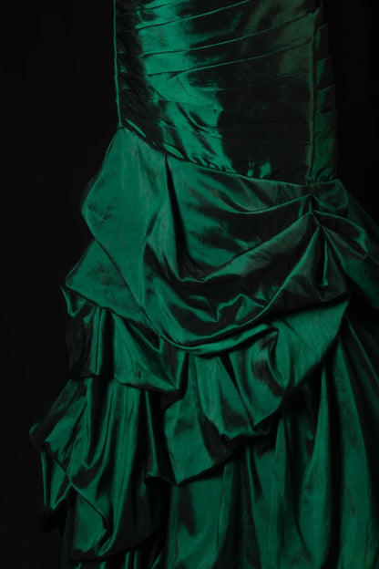 Vintage Prom Dresses 1950s Satin Dark Green Long Party Gowns Evening Dresses AS195