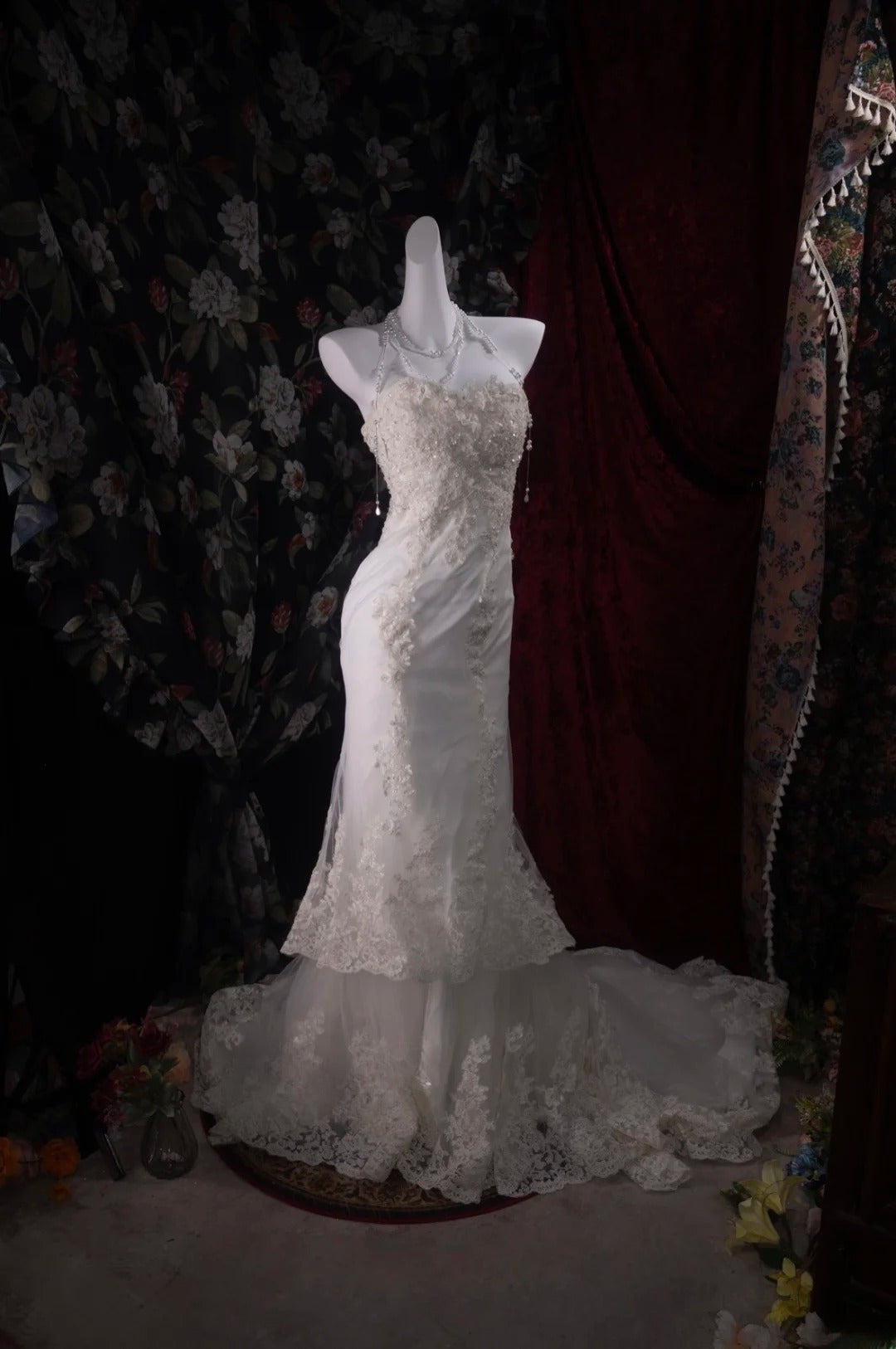 Stunning Mermaid Sweethert 2000s White Lace With Appliqued Long Autumn Winter Bridal Dress Wedding Dresses RB8470