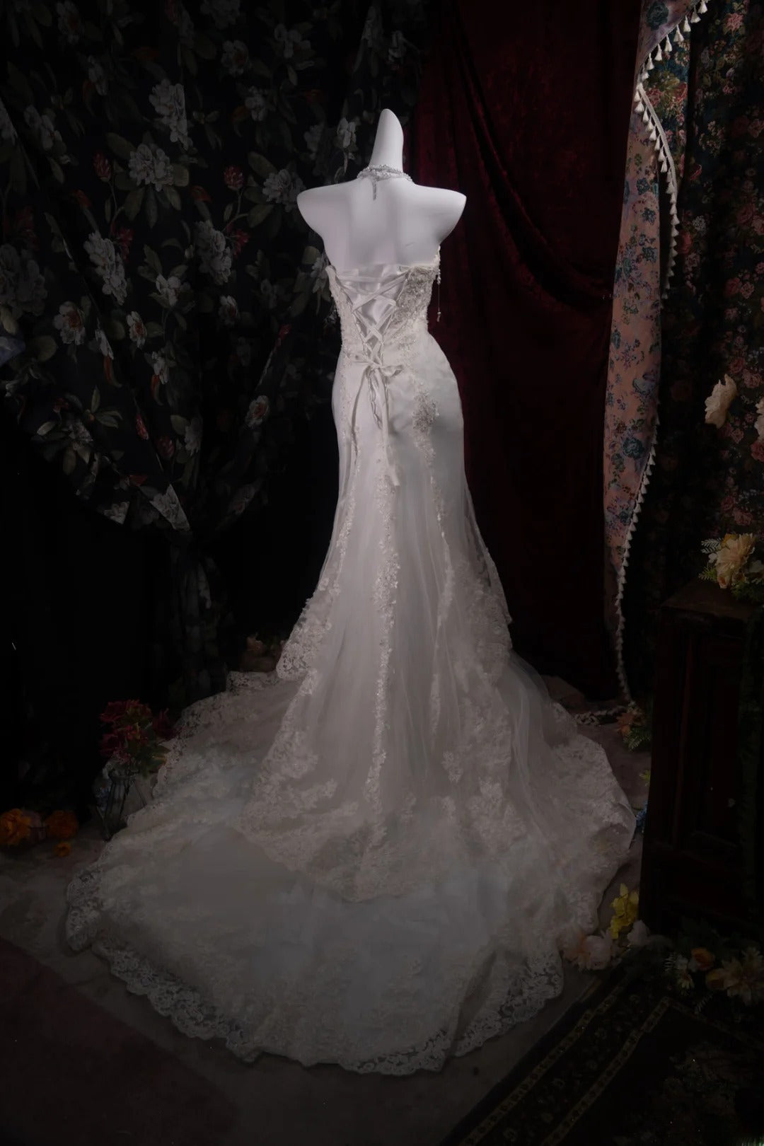 Stunning Mermaid Sweethert 2000s White Lace With Appliqued Long Autumn Winter Bridal Dress Wedding Dresses RB8470