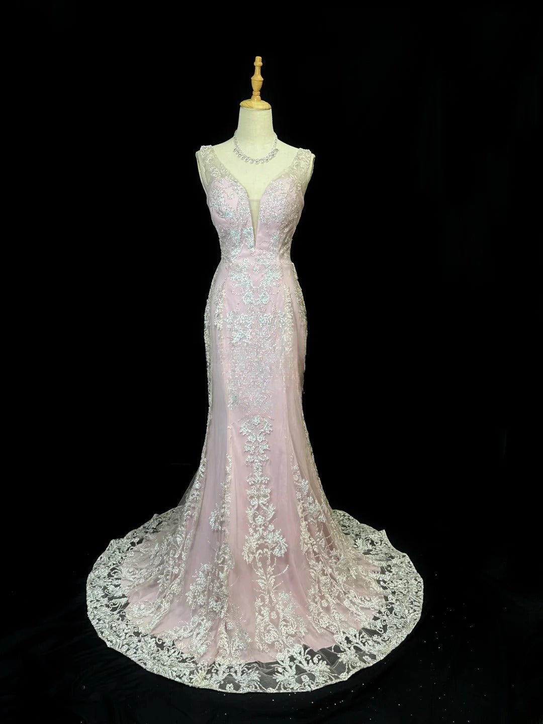 Vintage 80s Prom Dresses Mermaid V Neck Pink Lace Satin With Appliqued Long Party Gown Formal Outfits RB5998