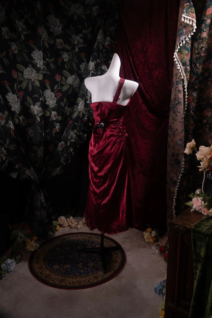 Vintage Sheath One Shoulder Burgundy With Pleated School Dances Prom Dresses 8th Grade Formal Outfits RB8470