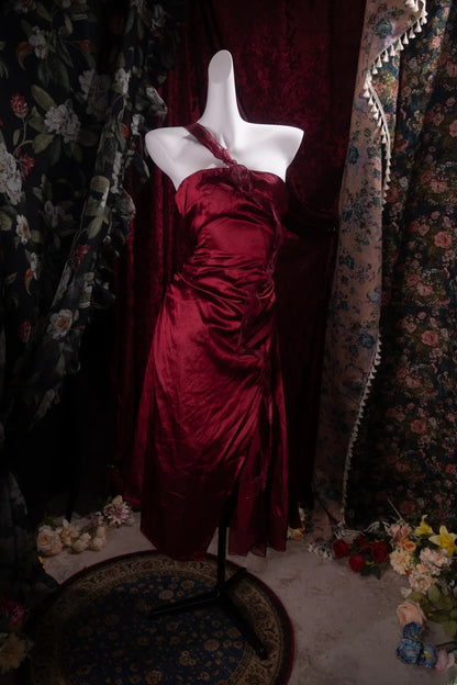 Vintage Sheath One Shoulder Burgundy With Pleated School Dances Prom Dresses 8th Grade Formal Outfits RB8470