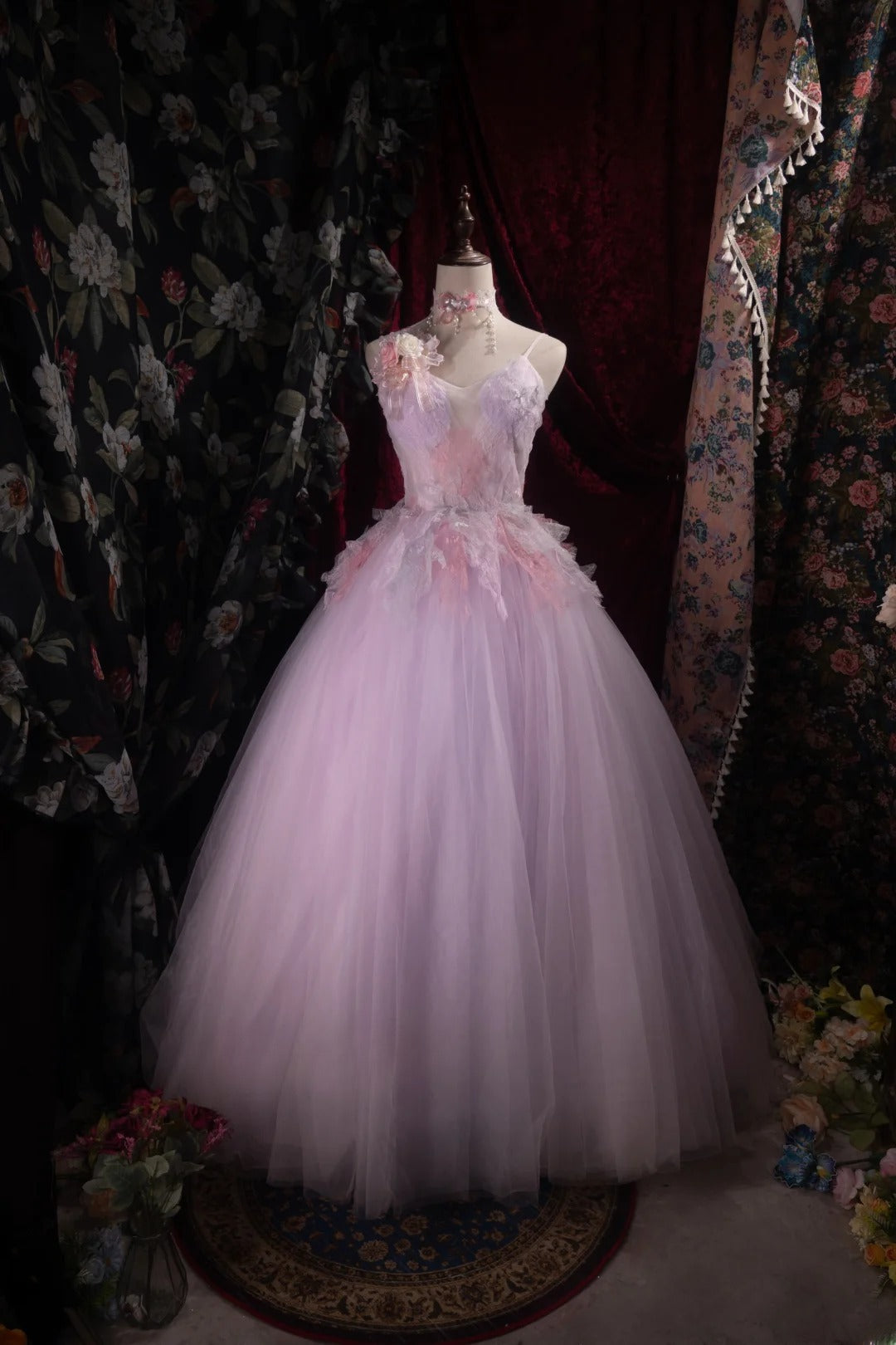 Dreamy Princess Ball Gown Formal Events Spaghetti Straps Pink With Lace Quince Dress Quinceanera Dresses Birthday Outfits RB8471