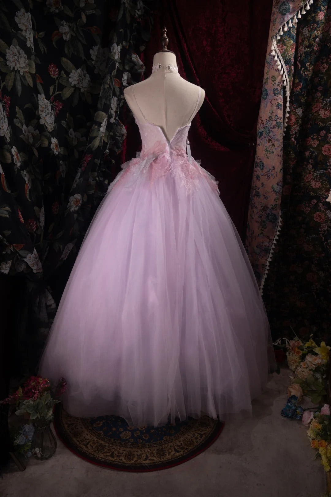 Dreamy Princess Ball Gown Formal Events Spaghetti Straps Pink With Lace Quince Dress Quinceanera Dresses Birthday Outfits RB8471