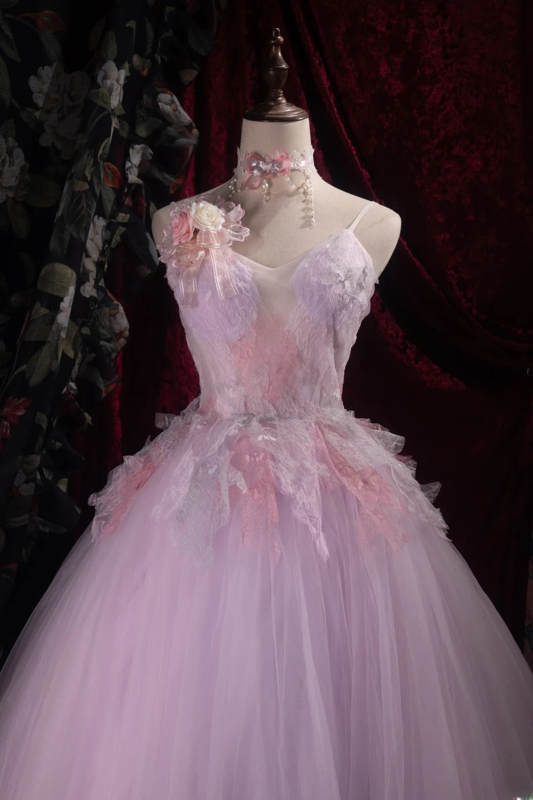 Dreamy Princess Ball Gown Formal Events Spaghetti Straps Pink With Lace Quince Dress Quinceanera Dresses Birthday Outfits RB8471
