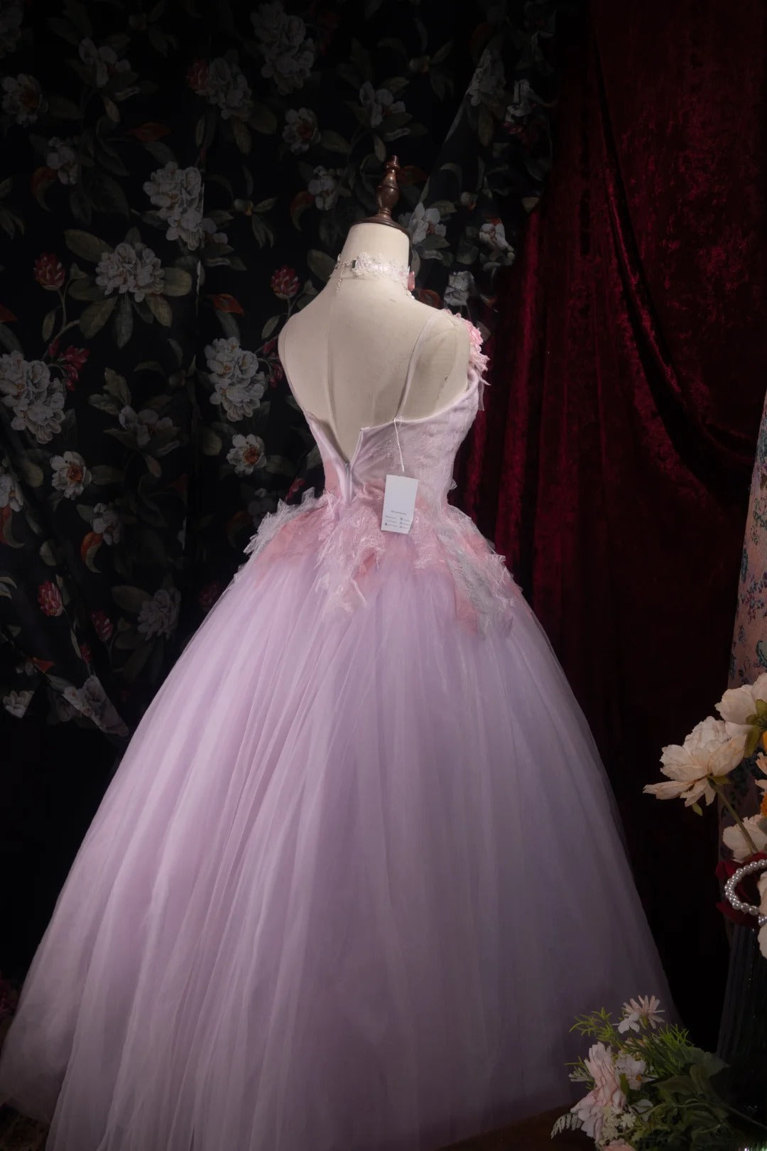 Dreamy Princess Ball Gown Formal Events Spaghetti Straps Pink With Lace Quince Dress Quinceanera Dresses Birthday Outfits RB8471