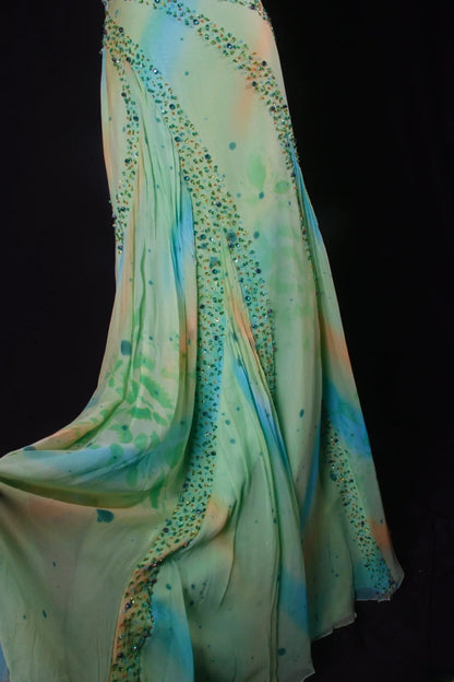 Vintage Prom Dresses 1950s Mermaid One Shoulder Chiffon Green Long Parties Gowns Evening Dresses AS199