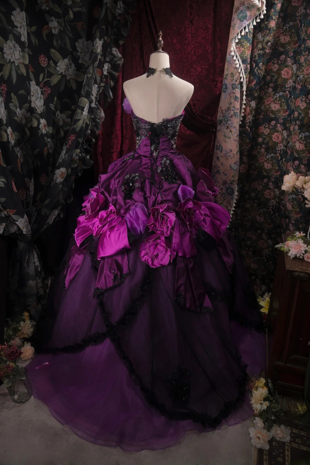 Dreamy Princess Ball Gown Formal Events Sweetheart Purple With Flowers Quince Dress Quinceanera Dresses Birthday Outfits RB8472
