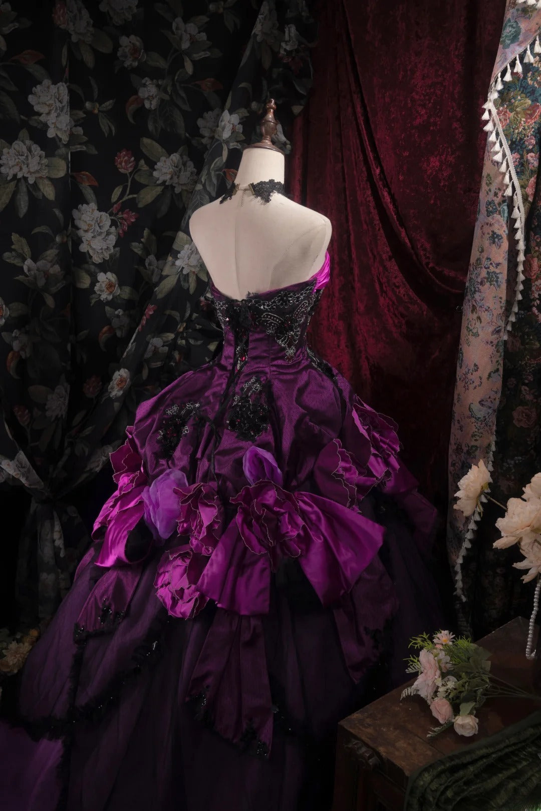Dreamy Princess Ball Gown Formal Events Sweetheart Purple With Flowers Quince Dress Quinceanera Dresses Birthday Outfits RB8472