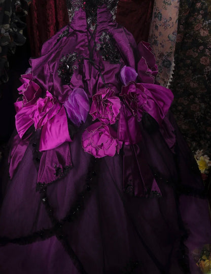 Dreamy Princess Ball Gown Formal Events Sweetheart Purple With Flowers Quince Dress Quinceanera Dresses Birthday Outfits RB8472