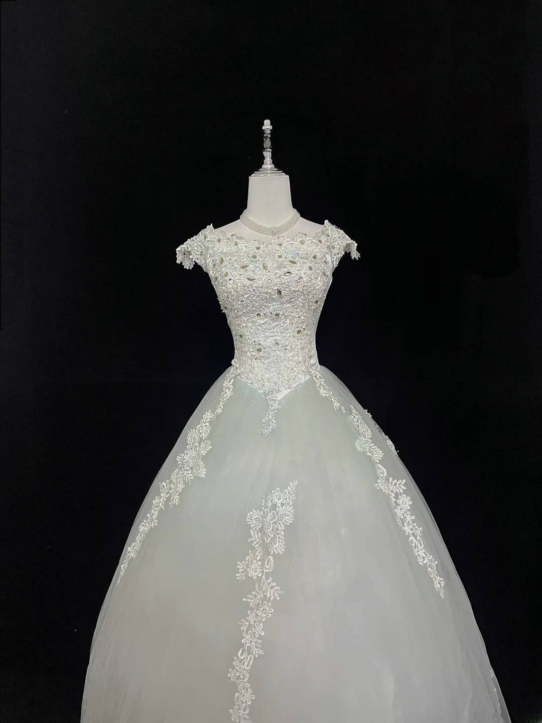 Pretty Ball Gowns Scoop Mint Green With Appliques Long Prom Dress Puffy Sweet 16 Sixteen Outfit Vestido de 15 RB7600