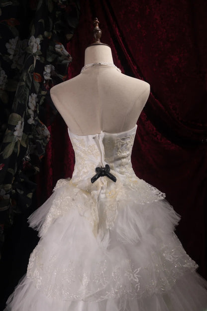 Dreamy Princess Ball Gown Formal Events Strapless White Tulle With Beaded Quince Dress Quinceanera Dresses Birthday Outfits RB8474