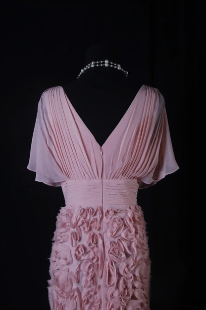 Chic Sheath V Neck Pink Floral Hoco Gowns Short 16th Birthday Dress Homecoming Dresses Cocktail Gown AS202