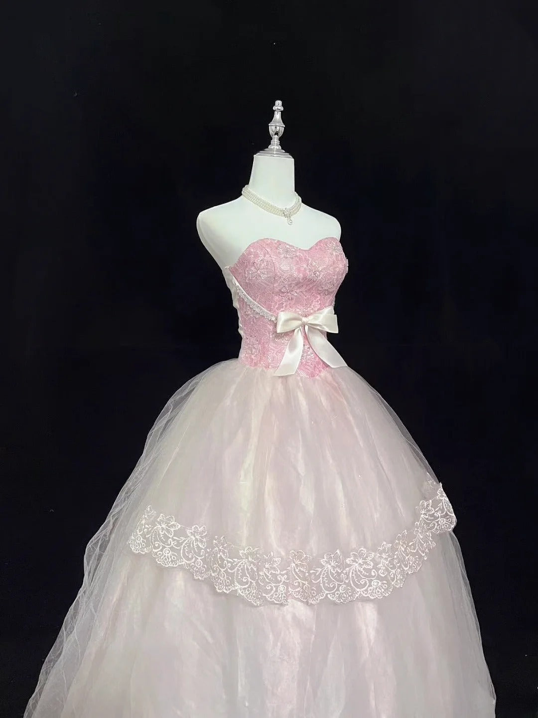 Pretty Ball Gowns Sweetheart Pink With Appliques Long Prom Dress Puffy Sweet 16 Sixteen Outfit Vestido de 15 RB7602