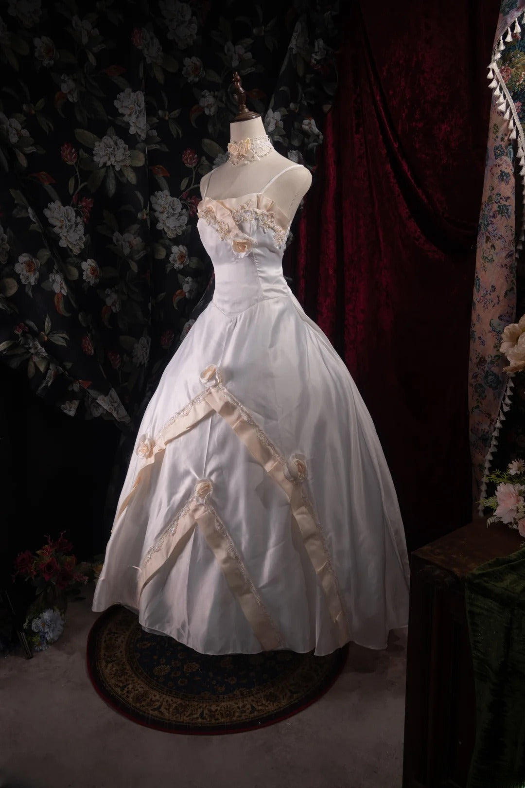 Dreamy Princess Ball Gown Formal Events Spaghetti Strap Satin With 3D Flowers Quince Dress Quinceanera Dresses Birthday Outfits RB8476